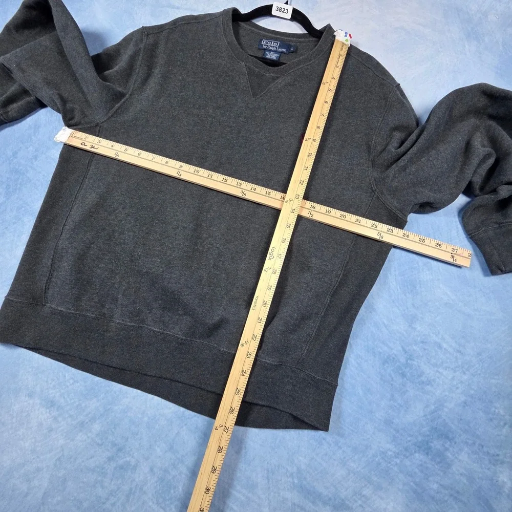 Polo Ralph Lauren Mens Crewneck Sweatshirt Gray Pima Cotton Pullover Large